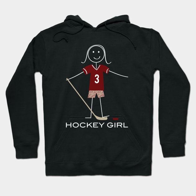 Funny Womens Ice Hockey Girl Stick Figure Illustration Hoodie by whyitsme
